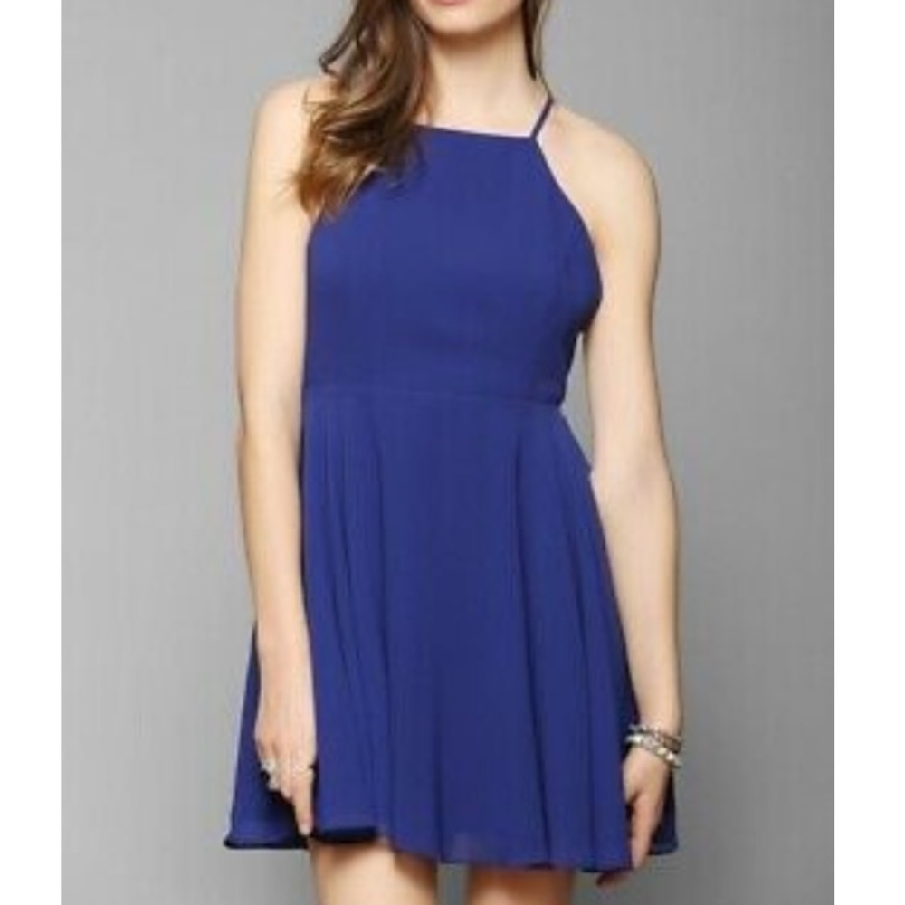Urban Outfitters Silence + Noise‎ Chiffon High Neck Open Back Dress Royal Blue 8